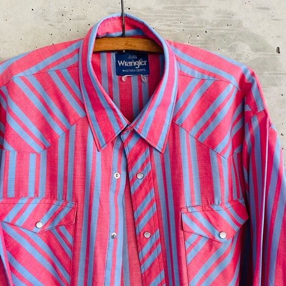 Wrangler Other - Vintage Wrangler shirt Pearl snap long sleeve western cowboy striped large mens